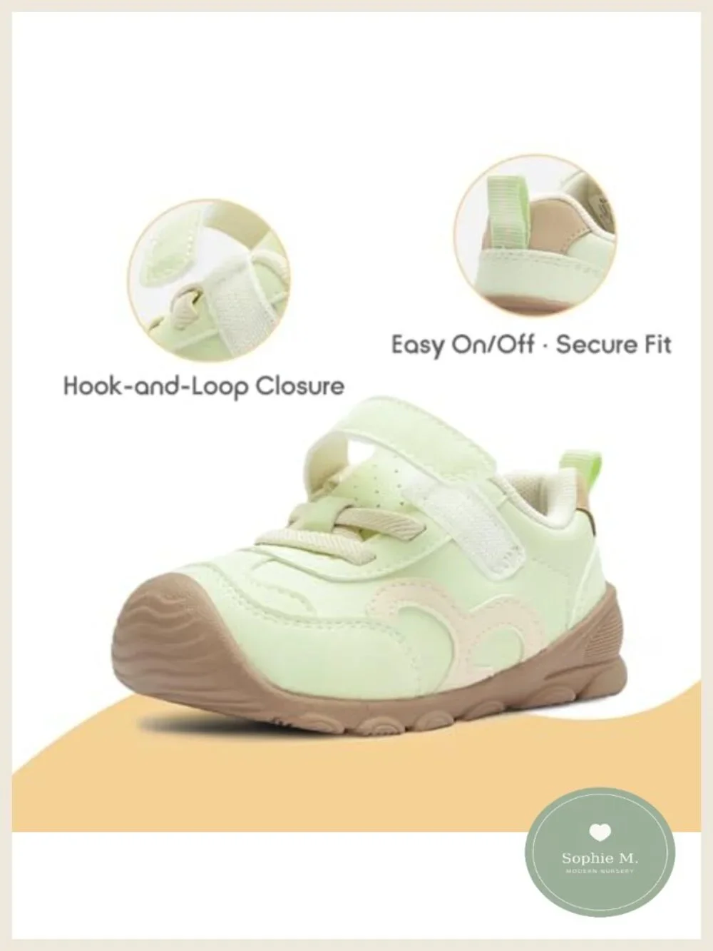 Toddler Sneakers Wide Toe Box Hook-and-Loop Walking Shoes Non-Slip Sole Unisex